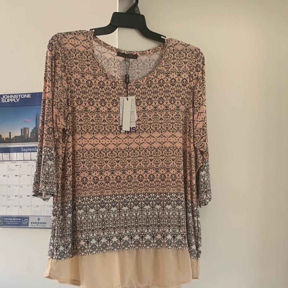Rose & Olive Pink and Cream Patterned Blouse